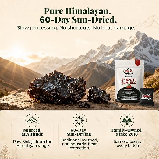 Hillside shilajit Gummies with Ashwagandha & 85+ Trace Minerals for Men and Women