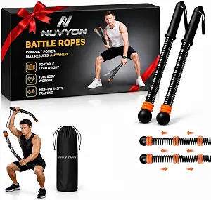 Ropeless Battle Ropes for Home Gym, Portable Cordless Battle Rope with Adjustable Resistance & Weighted Handles, HIIT Strength Training & Low-Impact Cardio Workout for Men & Women