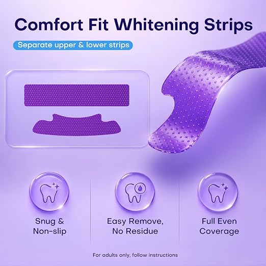 Teeth Whitening Strips, Teeth Whitening Kit for Brighter Smile, Enamel Safe Tooth Whitening Strips, Purple Teeth Whitening Strips Alternative for Daily Teeth Whitening, 28 Whitening Strips
