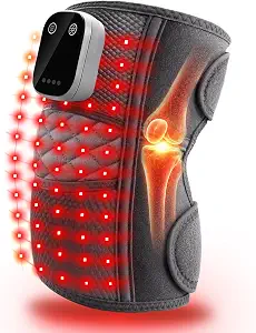 Knee Massager with Heat and Red Light Therapy, Cordless Heated Knee Brace | Soft Breathable Knee Wrap for Home & Daily Use, Featuring 3 Vibration Modes, 5 Light Levels, Voice Prompt for Knee, Joint