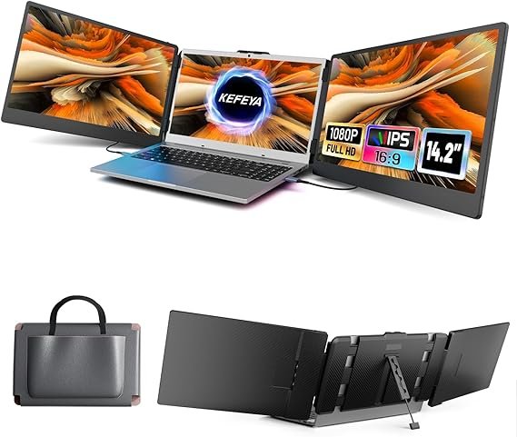 14" Triple Laptop Screen Extender, 1080P Ultra-Slim Portable Monitor