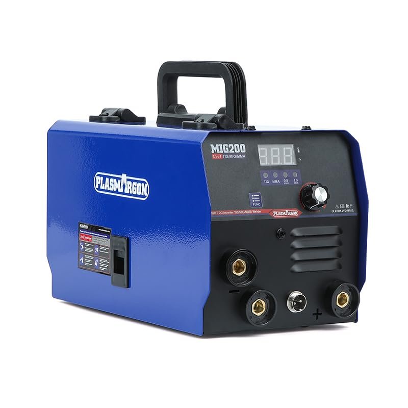 3-1 MIG Welder,200A 110V/220V Dual Voltage, Flux Core MIG/Lift TIG/Stick Welding Machine, Gasless MIG Welder, IGBT Inverter with LED Display for DIY, Garage & Metalworking