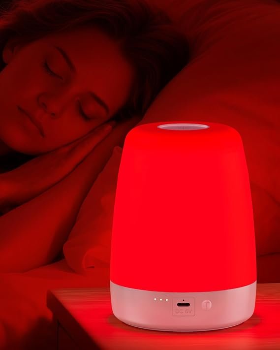 Red Light Therapy Sleep, Red Night Lights With 670nm Wavelength, Touch Control with 3 Distinct Color Modes, For Support Deep Relaxation and Improve Sleeping for Adult & Kid Bedroom, Gift