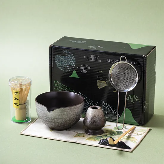 Japanese Matcha Whisk Set, 5-Piece Ceremonial Matcha Kit for Beginner