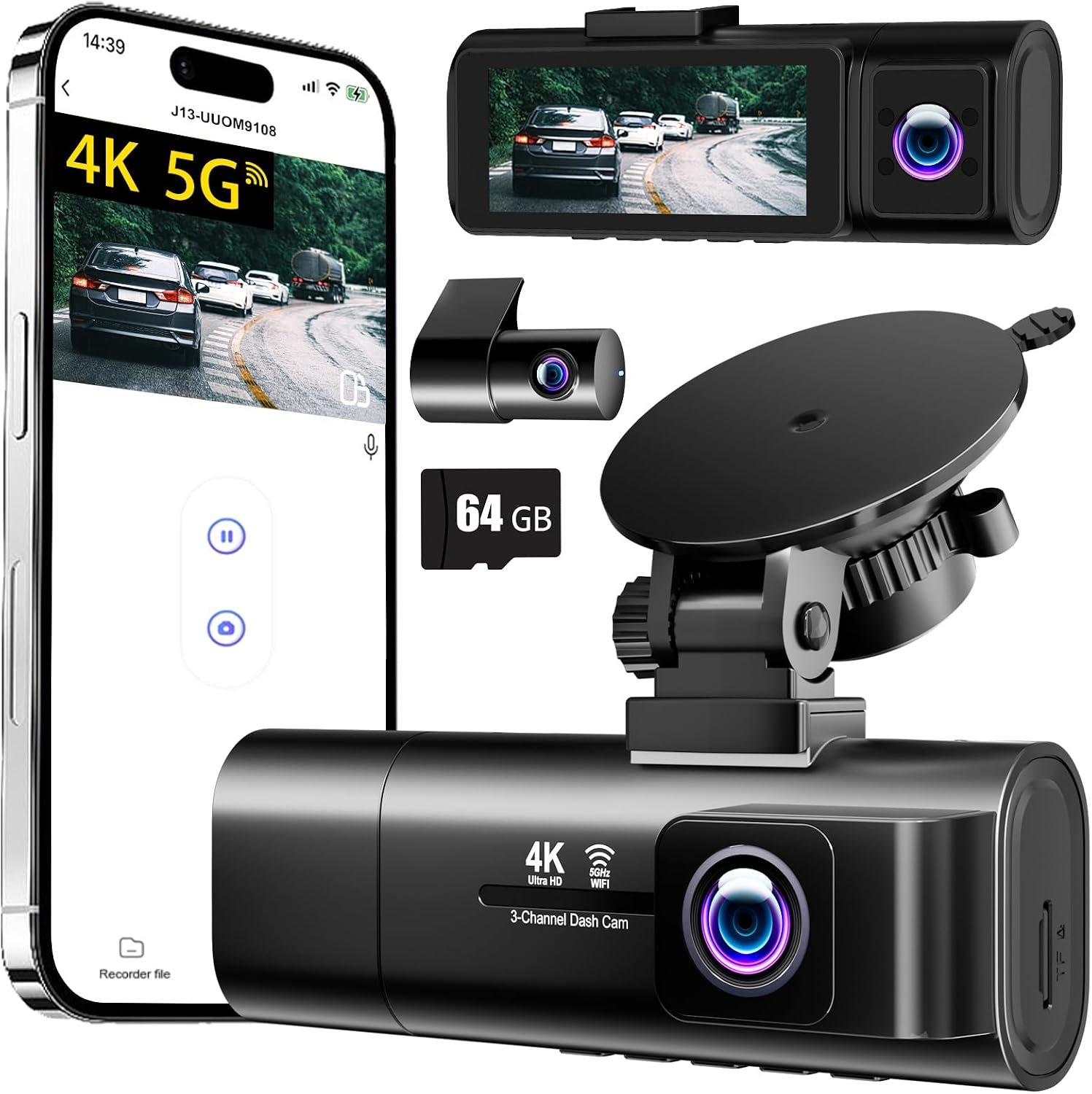 4KUHD Dual Dash Cam Front Rear,STARVIS 2,Car Camera,7 Optional Colors