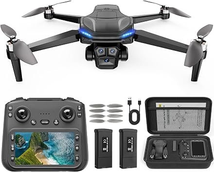 Drone with Camera for Adults 4K, GPS Drone with 4.5" Screen Controller, Brushless Motor, GPS Auto Return, Foldable RC Quadcopter with 60 Min Flight Time, Under 249g, Beginner Gift