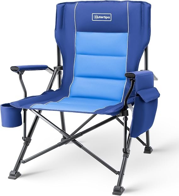 High Back Oversized Camping Chairs for Adults Support 500LBS Blue