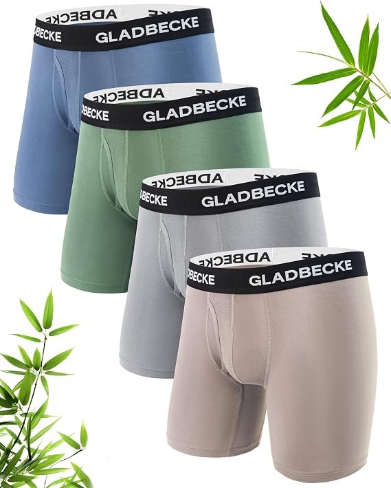 Bamboo Mens Underwear Ultra Soft Breathable Boxer Briefs, 4 Pack
