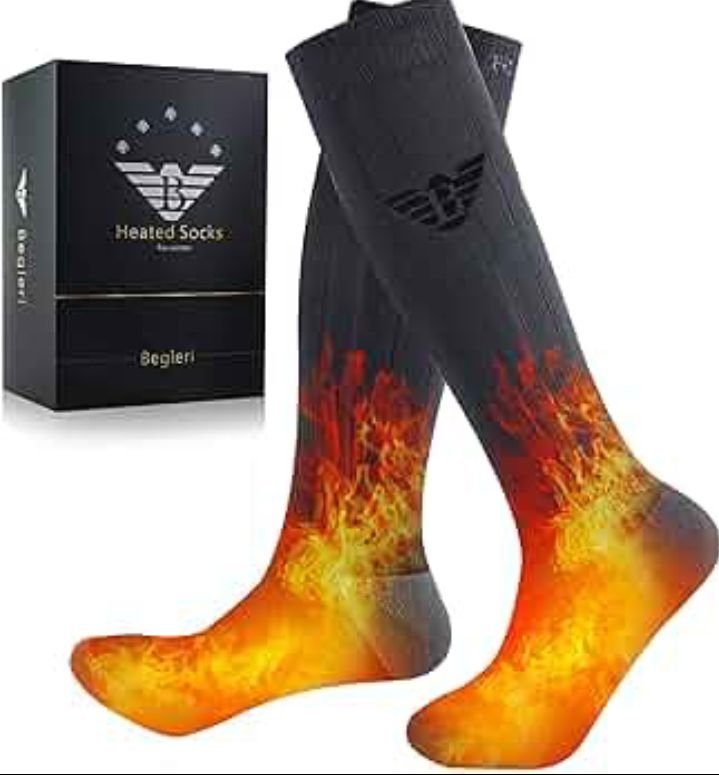 CHOVE Heated Socks for Men Women, Washable Heating Socks for Winter Outdoor Skiing Hunting-Black
