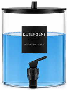 Glass Laundry Detergent Dispenser, 128 oz / 3.5L Fabric Softener Dispenser for Laundry Room Organization, Detergent Holder with Plastic Spigot