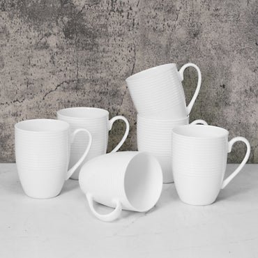 Coffee Mugs, 15 Ounce Coffee Cups Set of 6, Ceramic Tea Cups for Latte Milk Cappuccino Cocoa Mocha, Creamy White Mugs with Handle for Mom and Dad as Gifts, Dishwasher & Microwave Safe