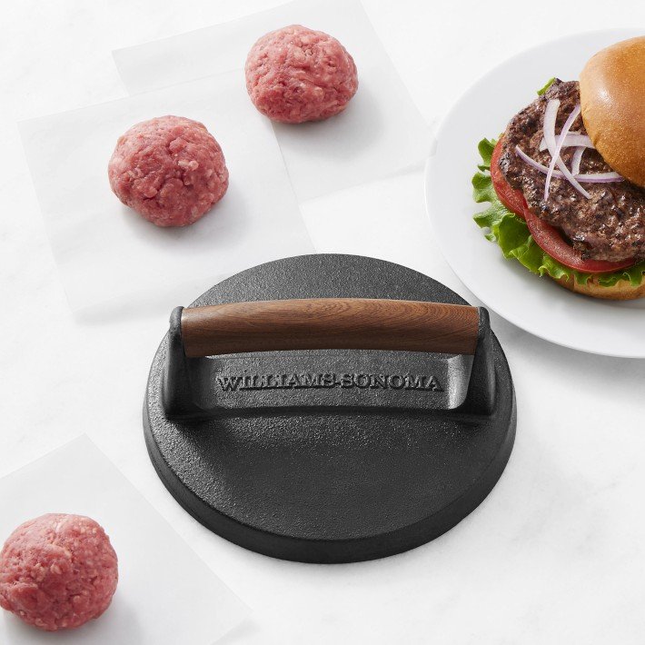 Cast Iron Smash Burger Press, 5.71" Weighted Smasher for Griddle BBQ